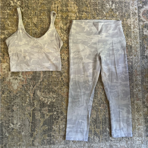 Lululemon White Camo Workout Set Align Tank Top Wunder Under High Rise Leggings - Picture 5 of 12